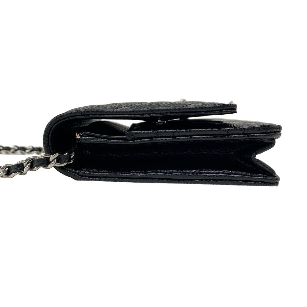 Chanel Wallet Quilted Black Chain Silver Turnlock — view 9