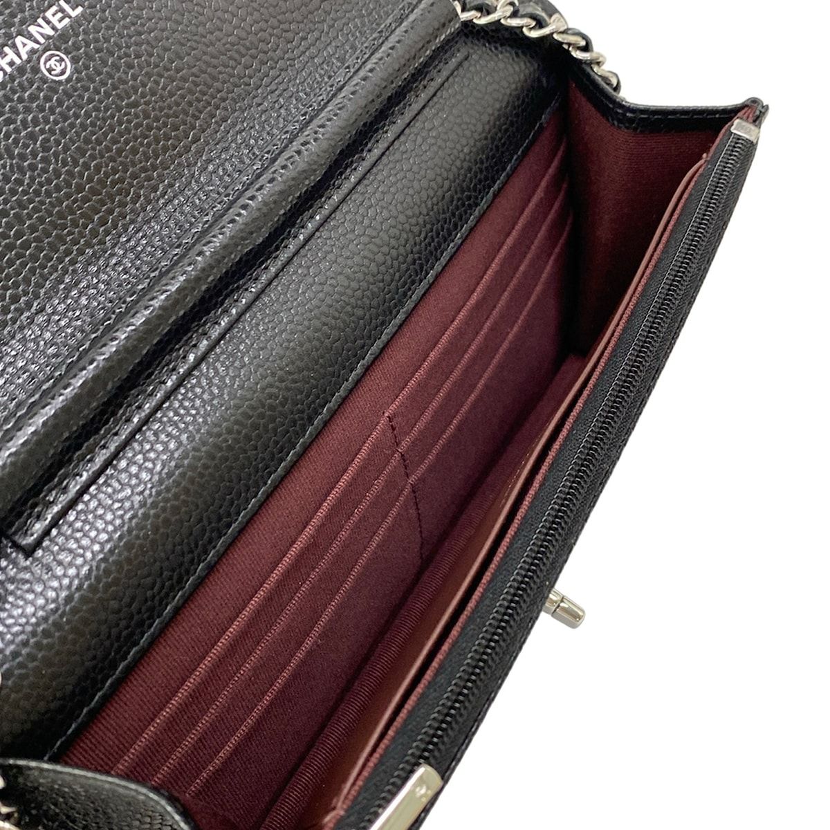 Chanel Wallet Quilted Black Chain Silver Turnlock — view 4