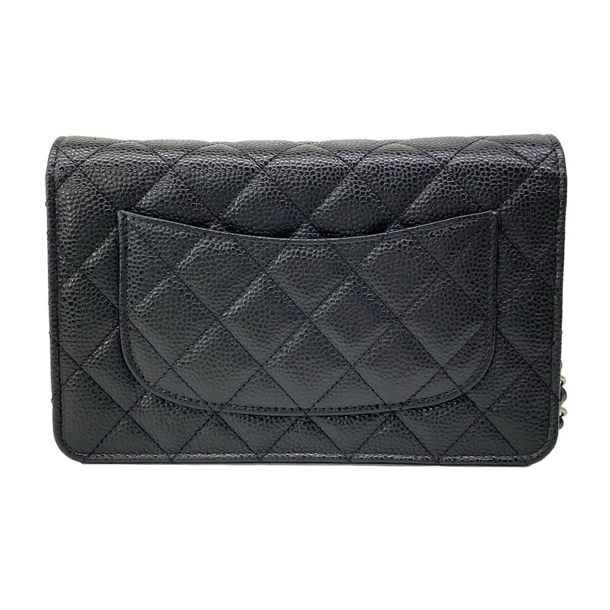 Chanel Wallet Quilted Black Chain Silver Turnlock — view 2