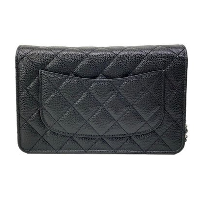 Chanel Wallet Quilted Black Chain Silver Turnlock — view 2