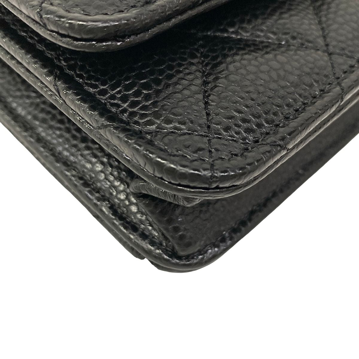 Chanel Wallet Quilted Black Chain Silver Turnlock — view 7
