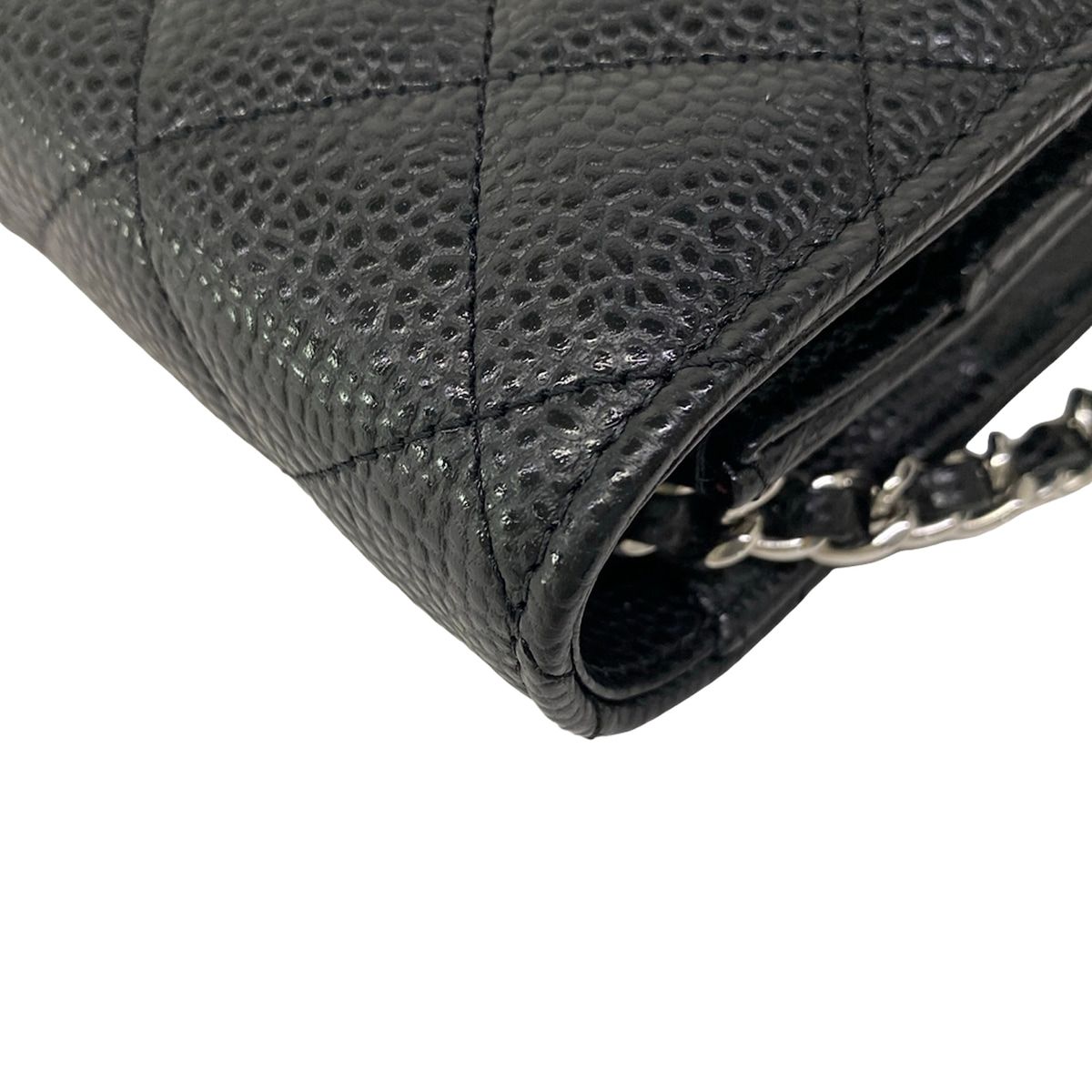 Chanel Wallet Quilted Black Chain Silver Turnlock — view 8