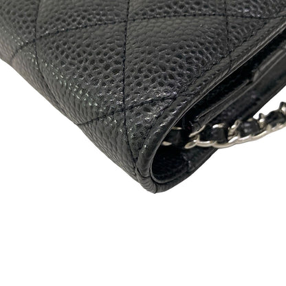 Chanel Wallet Quilted Black Chain Silver Turnlock — view 8