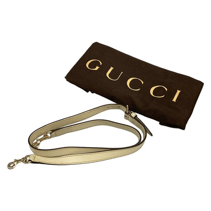 Gucci Handbag Ski GG Pattern Beige Dark Brown Gray Leather — view 8