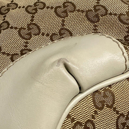 Gucci Handbag Ski GG Pattern Beige Dark Brown Gray Leather — view 6