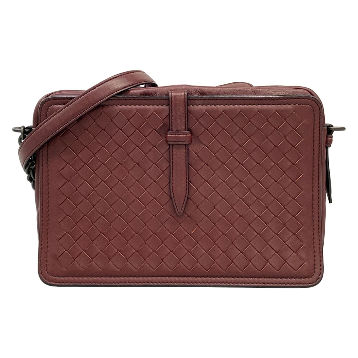 Bottega Veneta Shoulder Bag Intrecciato Bordeaux Chain Leather