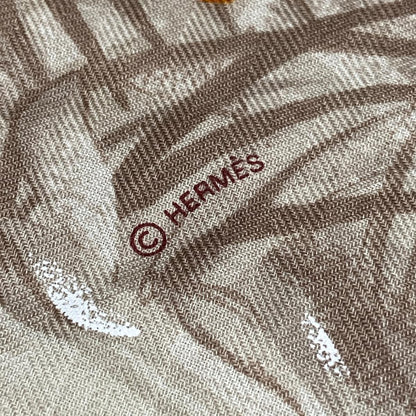 Hermes Shawl Triangle Jean Beige Orange Red Directly Under the Road Animal — view 3