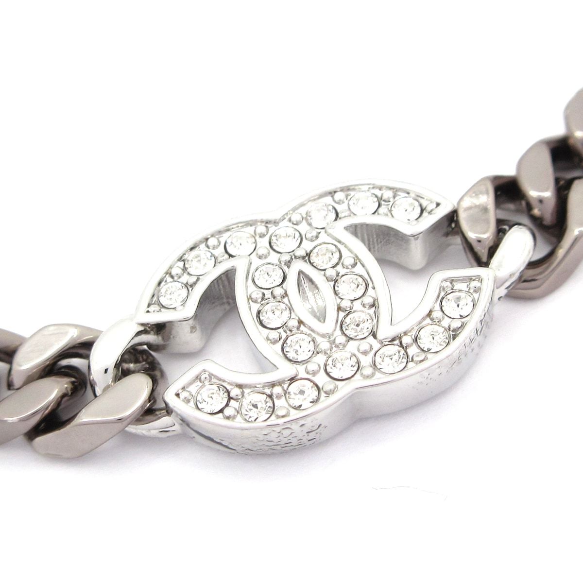 Chanel Bracelet CC Logo Silver Clear Rhinestone — view 2