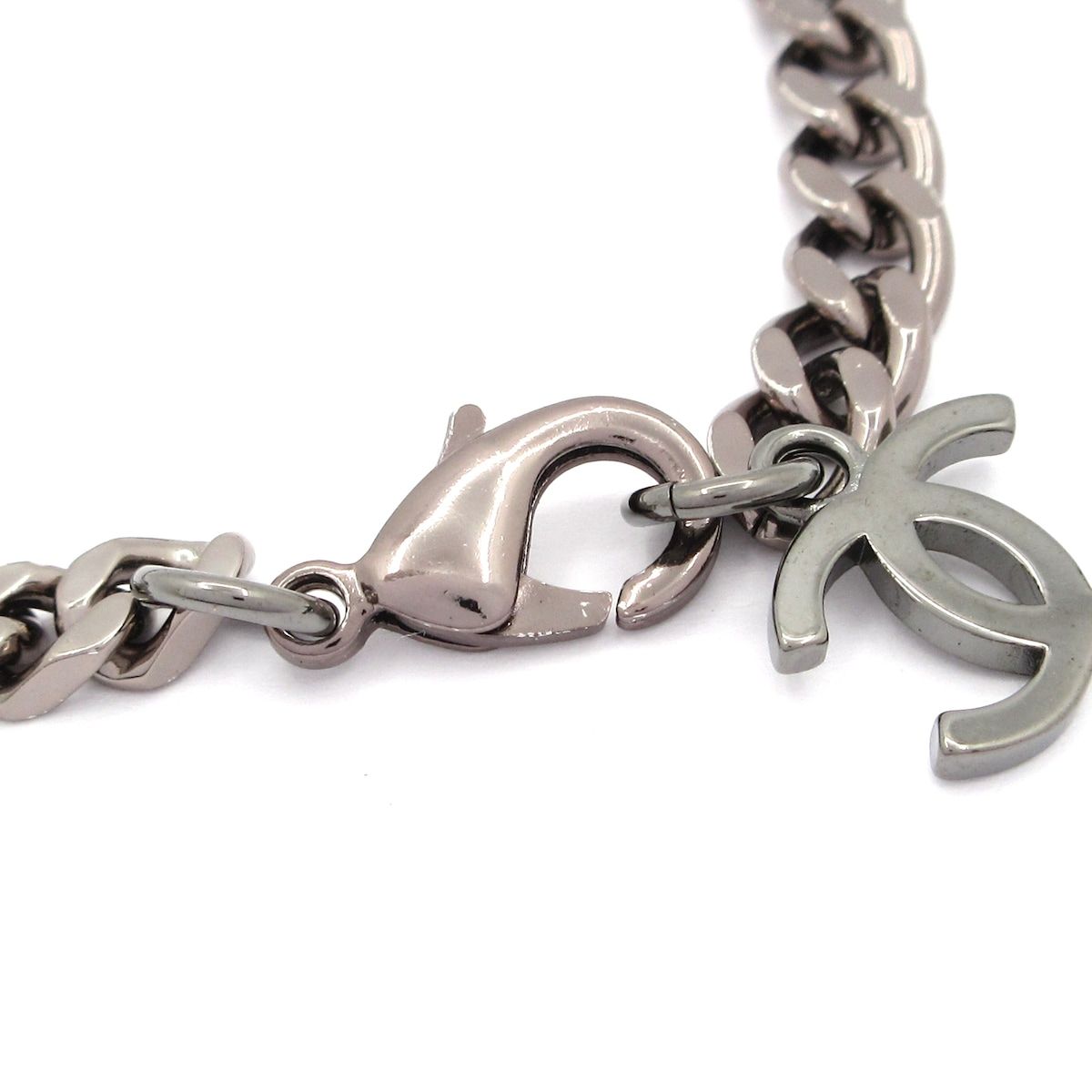 Chanel Bracelet CC Logo Silver Clear Rhinestone — view 4
