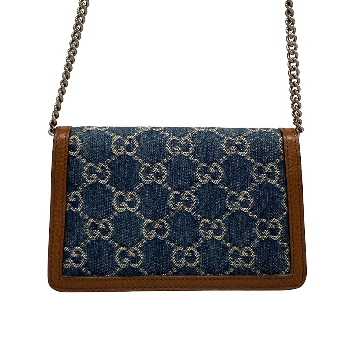 Gucci Shoulder Bag Dionysus GG Pattern Navy Ivory Dark Brown Chain Leather — view 3