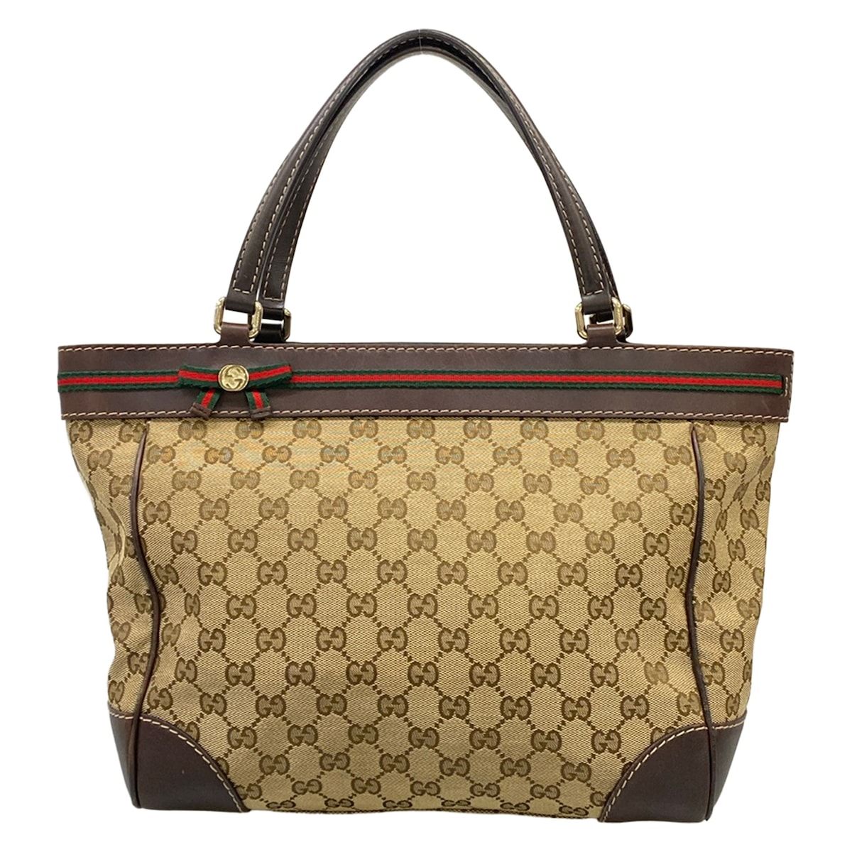 Gucci Tote GG Pattern Principe Beige Brown Multi Leather