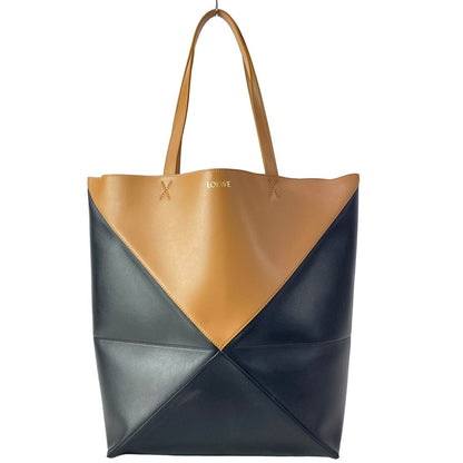 Loewe Tote Puzzle Fold XL Black Light Brown Bicolor