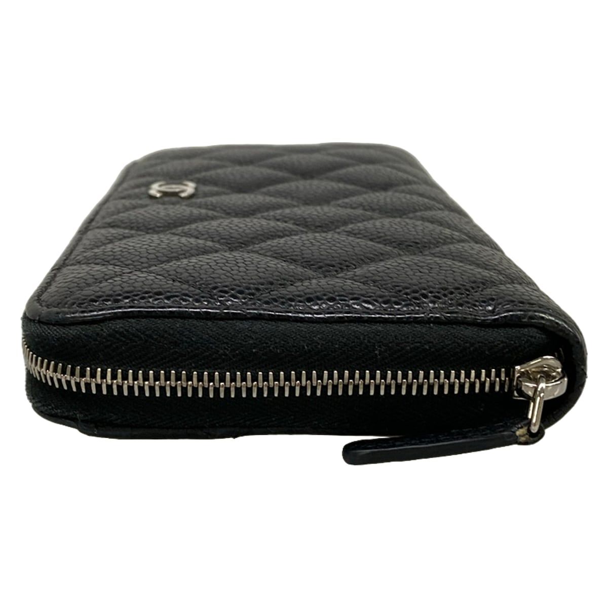 Chanel Wallet Quilted Black Silver Zip Around — view 9