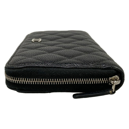 Chanel Wallet Quilted Black Silver Zip Around — view 9