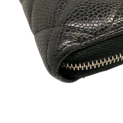 Chanel Wallet Quilted Black Silver Zip Around — view 6