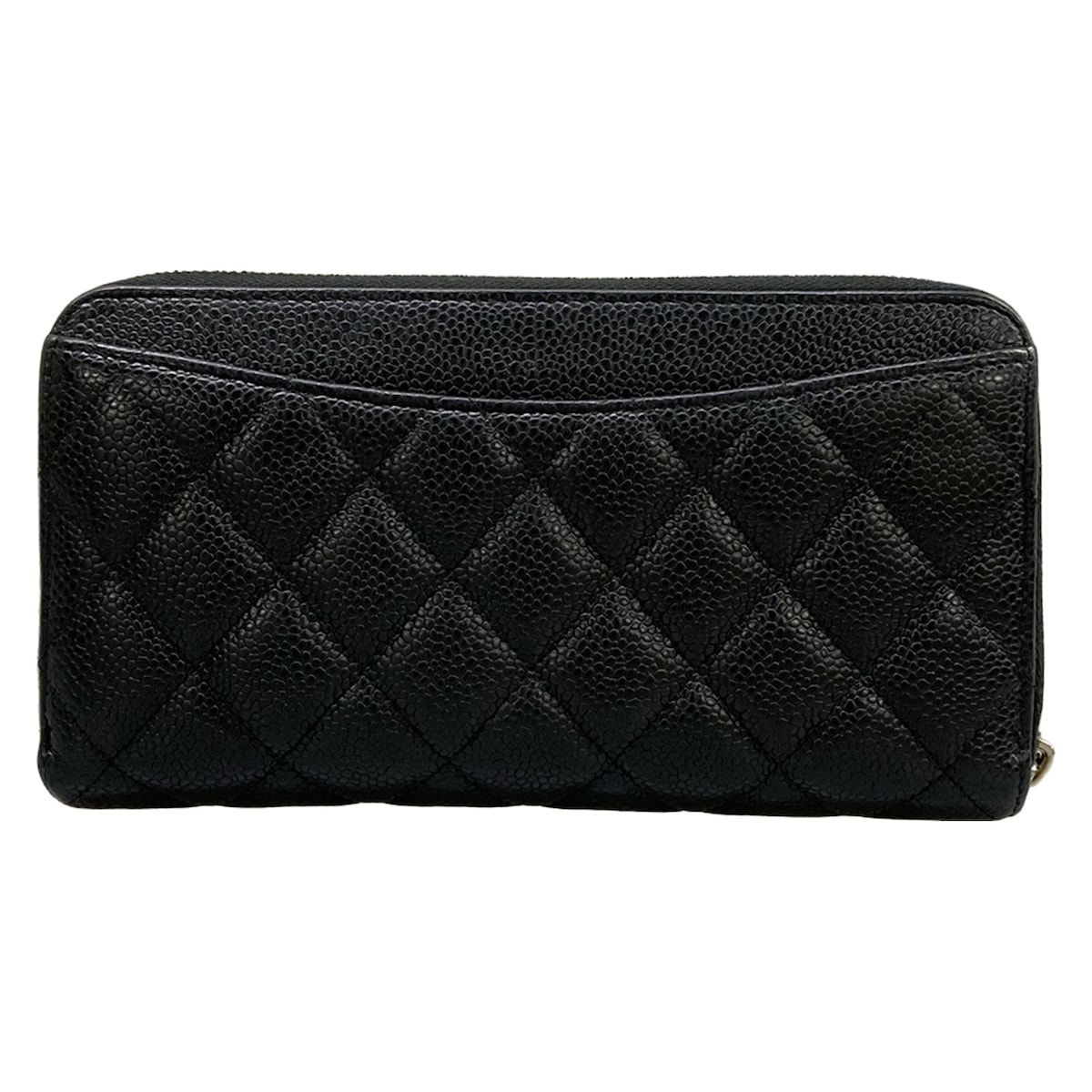 Chanel Wallet Quilted Black Silver Zip Around — view 2
