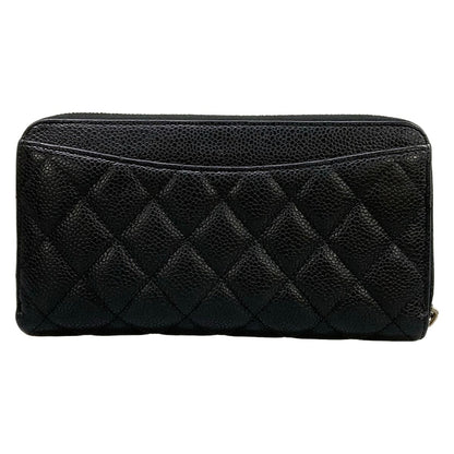 Chanel Wallet Quilted Black Silver Zip Around — view 2