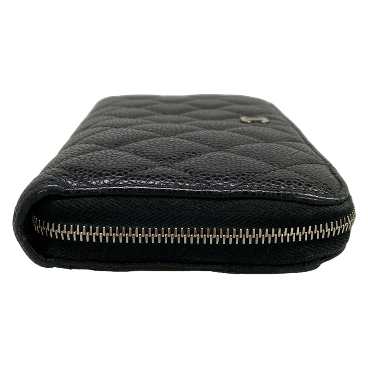Chanel Wallet Quilted Black Silver Zip Around — view 8
