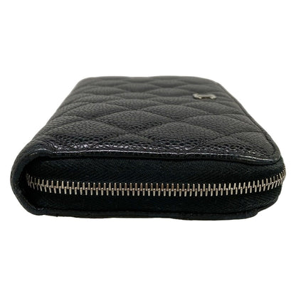 Chanel Wallet Quilted Black Silver Zip Around — view 8