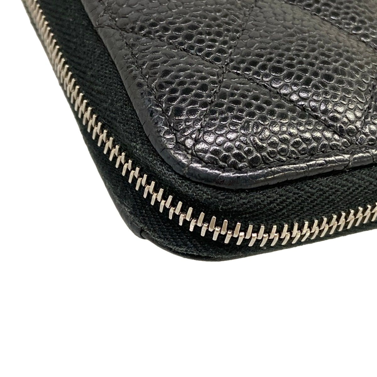 Chanel Wallet Quilted Black Silver Zip Around — view 7