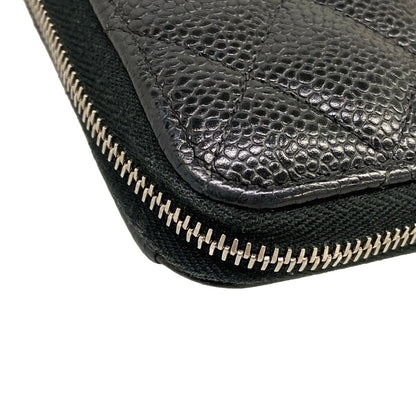 Chanel Wallet Quilted Black Silver Zip Around — view 7