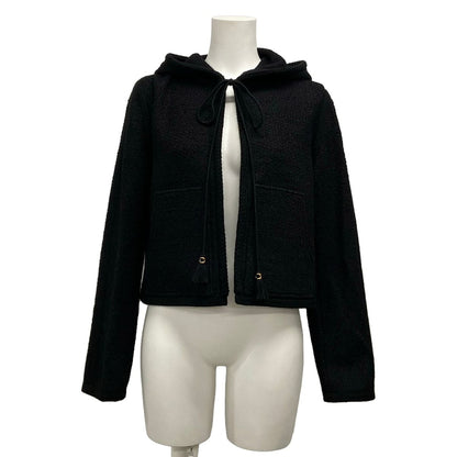 Celine Poncho 36 S Black Winter Cotton Wool Cape