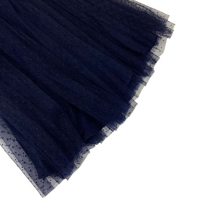 Dior Long Skirt I 40 Dark Navy Tulle Dot Pattern Pleats — view 6