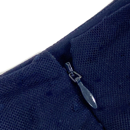 Dior Long Skirt I 40 Dark Navy Tulle Dot Pattern Pleats — view 9
