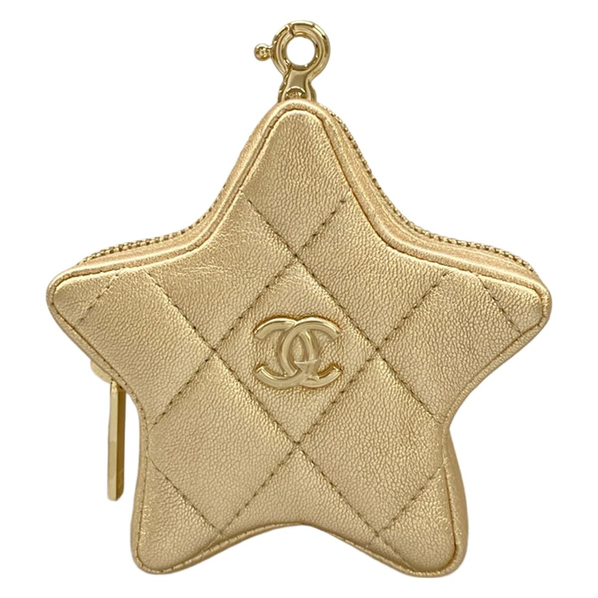 Chanel Pouch Holiday Limited Gold Star CC Logo Lambskin