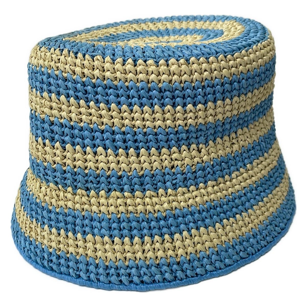 Prada Hat S Light Blue Beige Straw