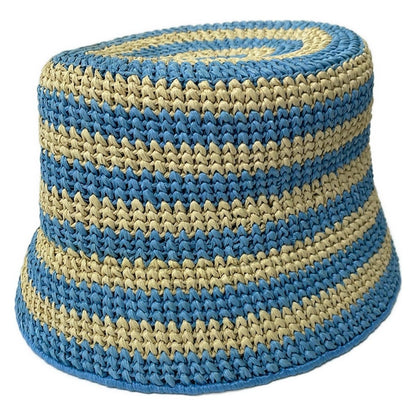Prada Hat S Light Blue Beige Straw