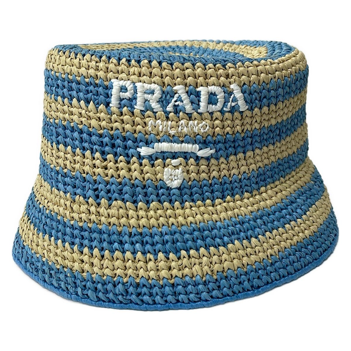 Prada Hat S Light Blue Beige Straw — view 2