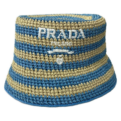Prada Hat S Light Blue Beige Straw — view 2