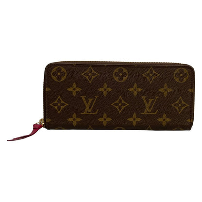 Louis Vuitton Wallet Monogram Portefeuille Clemence Fuchsia Zip Around