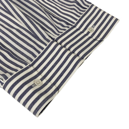 Celine Three Quarter Sleeve Shirt Blouse 34 S White Blue Gray Striped Cotton — view 6