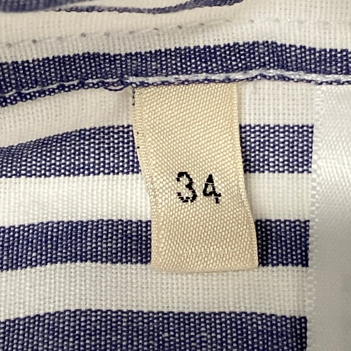 Celine Three Quarter Sleeve Shirt Blouse 34 S White Blue Gray Striped Cotton — view 5