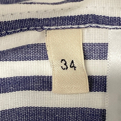 Celine Three Quarter Sleeve Shirt Blouse 34 S White Blue Gray Striped Cotton — view 5