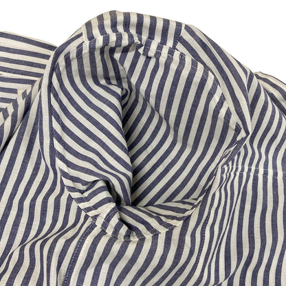 Celine Three Quarter Sleeve Shirt Blouse 34 S White Blue Gray Striped Cotton — view 9
