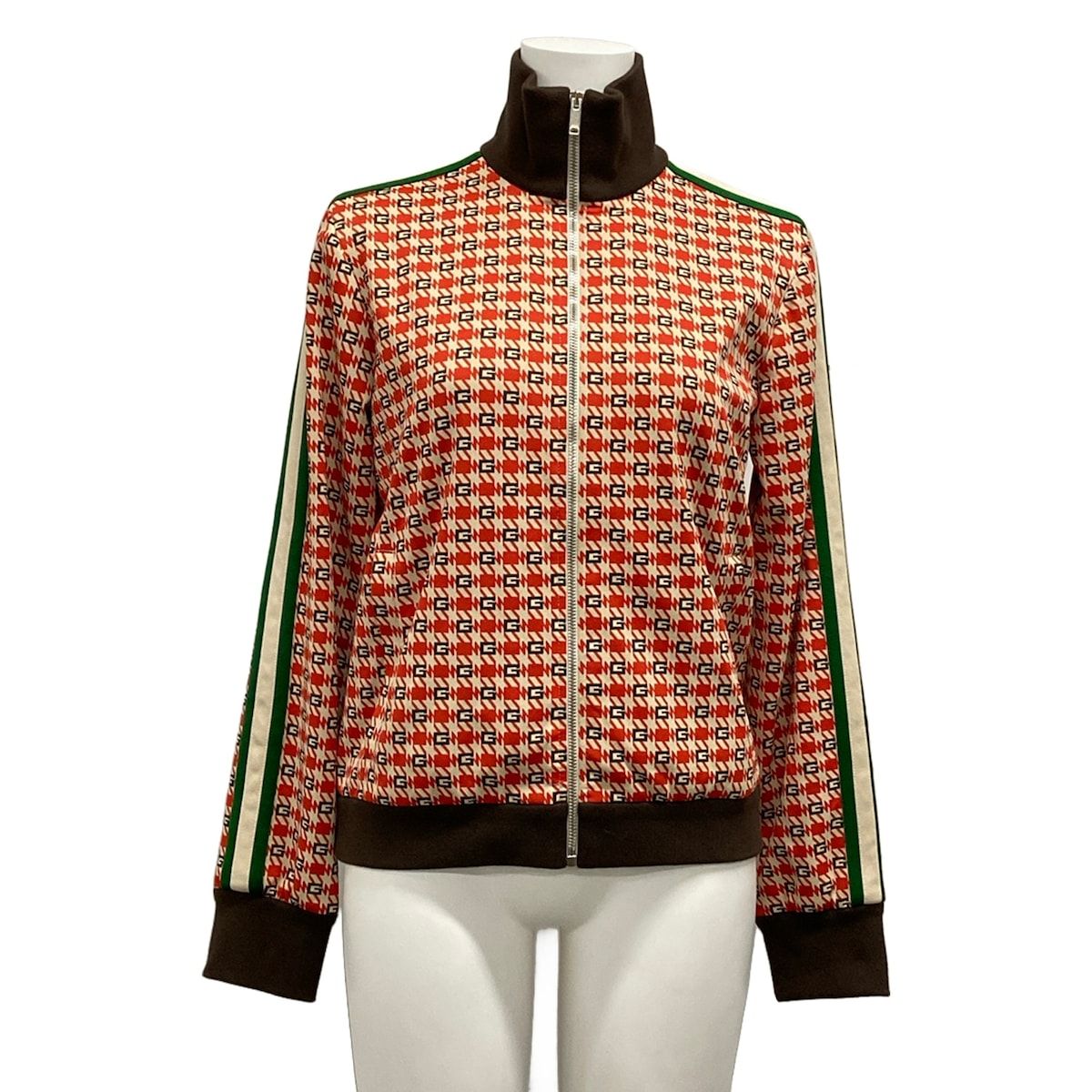 Gucci Jacket XS Orange Ivory Multi Long Sleeve Zip Up Spring Autumn