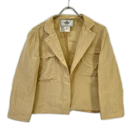 Fendi Beige Silk Buttonless Tailored Jacket 42