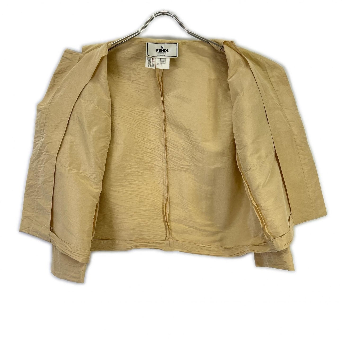 Fendi Beige Silk Buttonless Tailored Jacket 42 — view 3