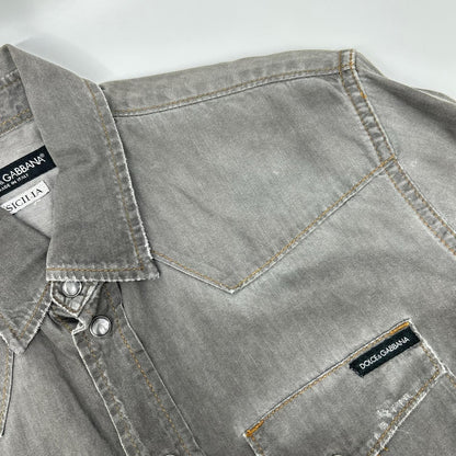 Dolce & Gabbana Sicilia Gray Western Denim Shirt 39 — view 7