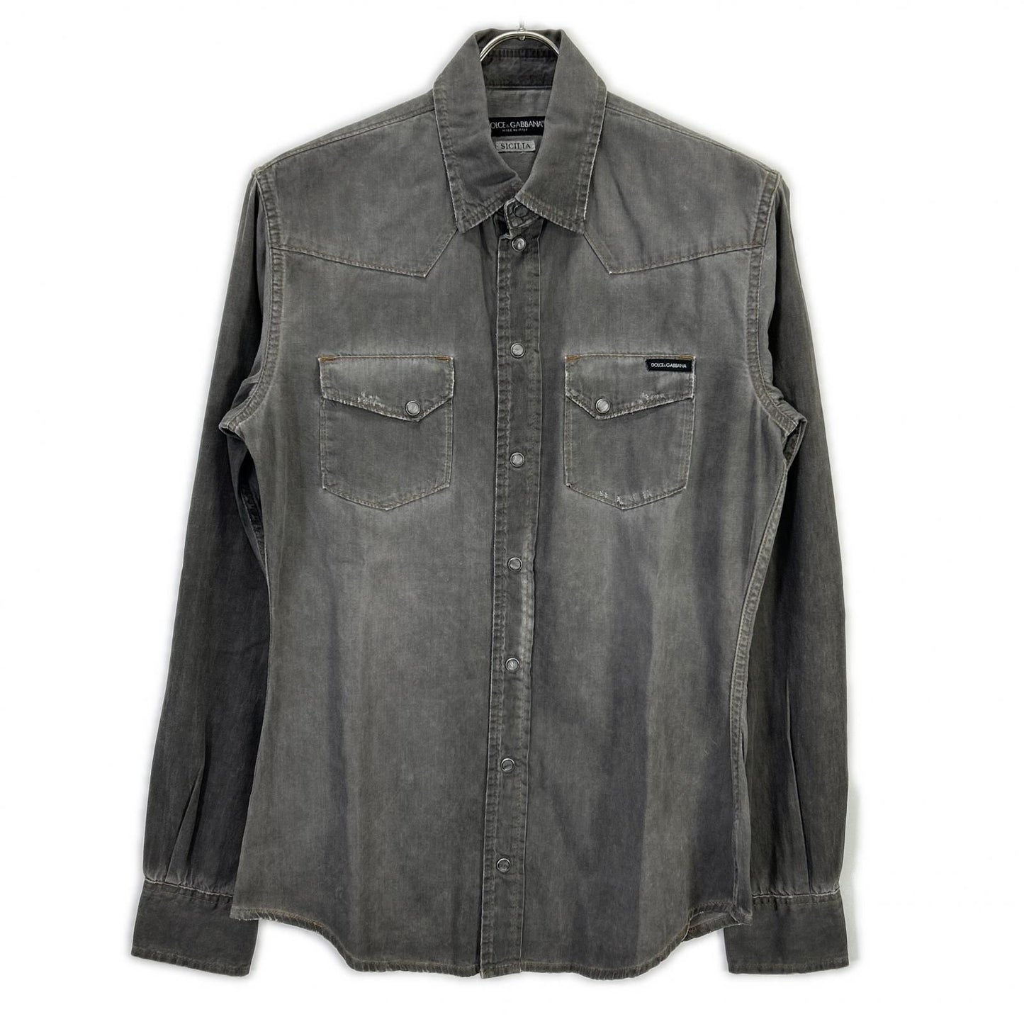 Dolce & Gabbana Sicilia Gray Western Denim Shirt 39