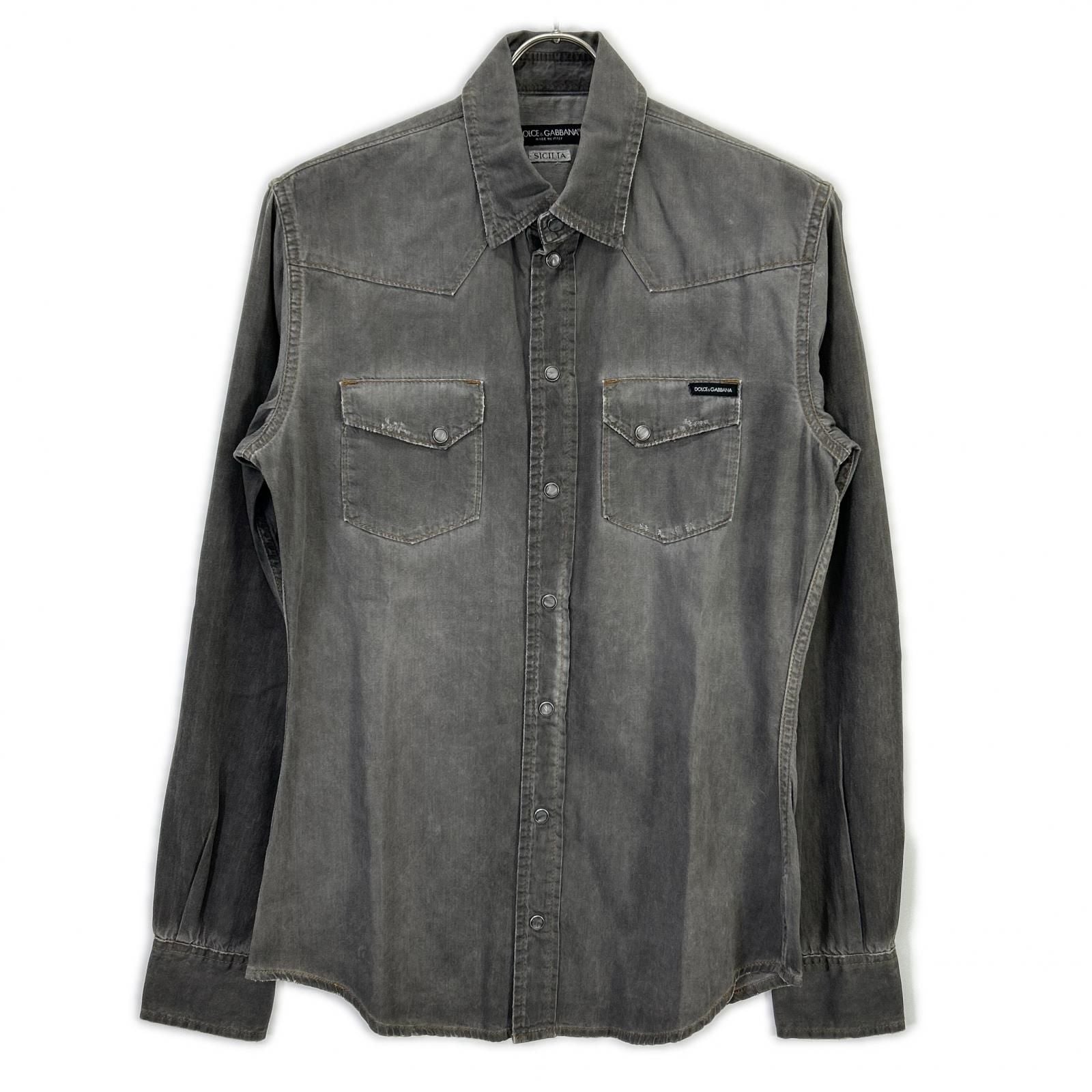 Dolce & Gabbana Sicilia Gray Western Denim Shirt 39