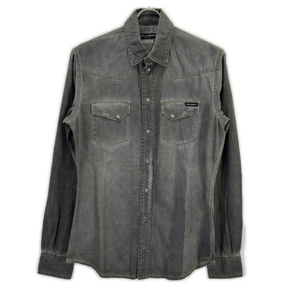 Dolce & Gabbana Sicilia Gray Western Denim Shirt 39