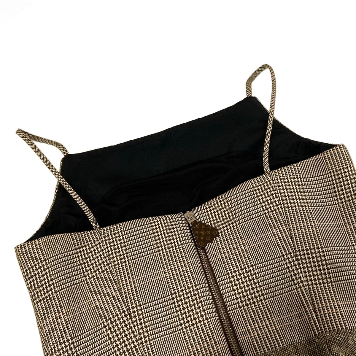 Louis Vuitton Dress 38 M Tweed Glen Check Camisole Cou Wool — view 5