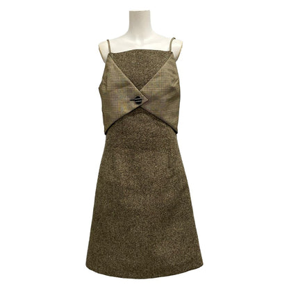 Louis Vuitton Dress 38 M Tweed Glen Check Camisole Cou Wool