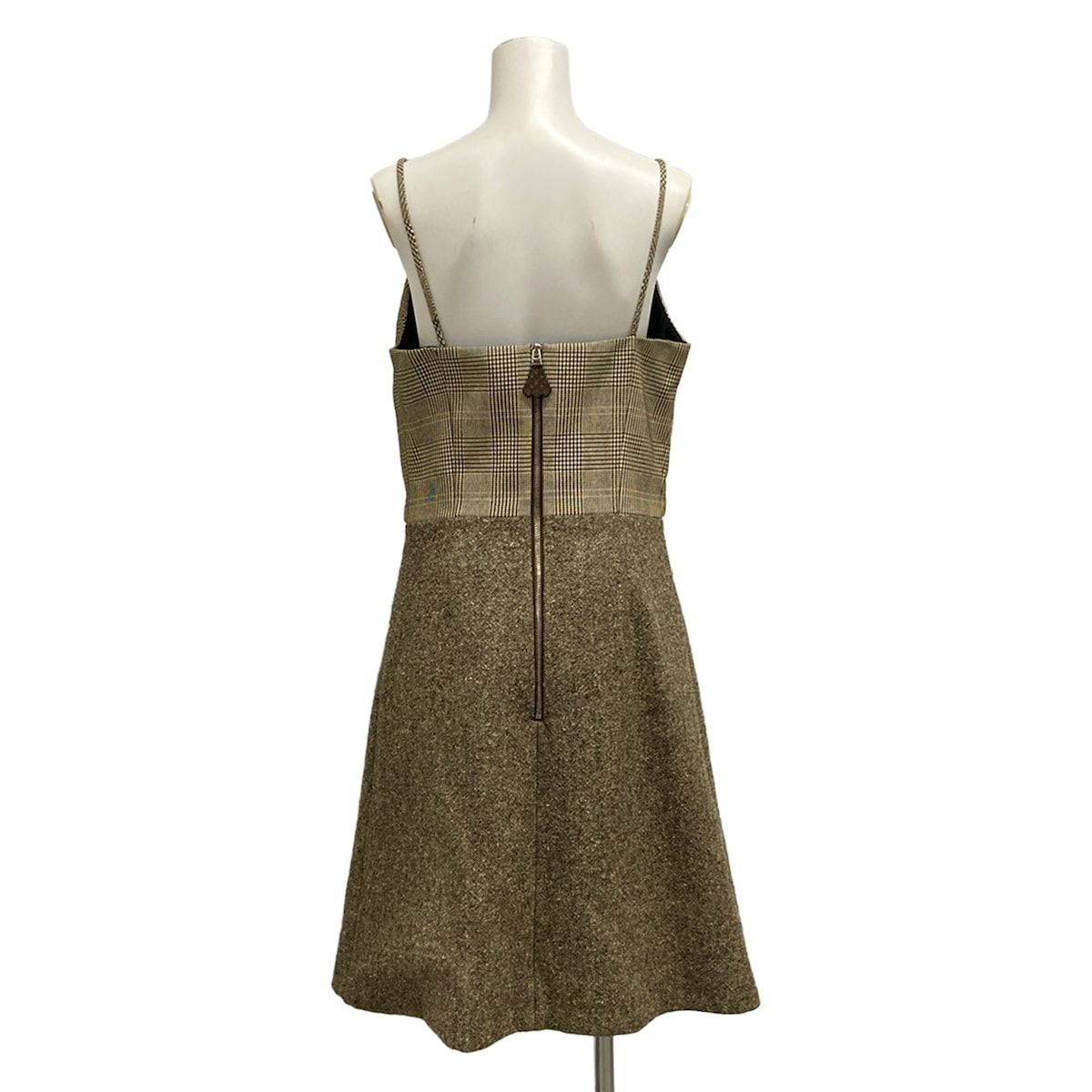 Louis Vuitton Dress 38 M Tweed Glen Check Camisole Cou Wool — view 2