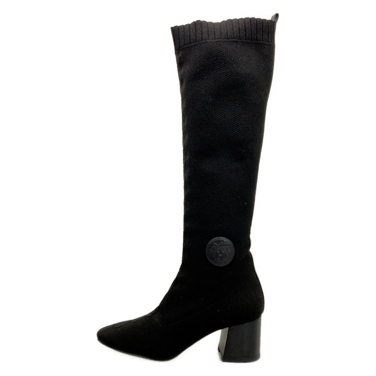 Hermes Long Boots 38 Black Leather