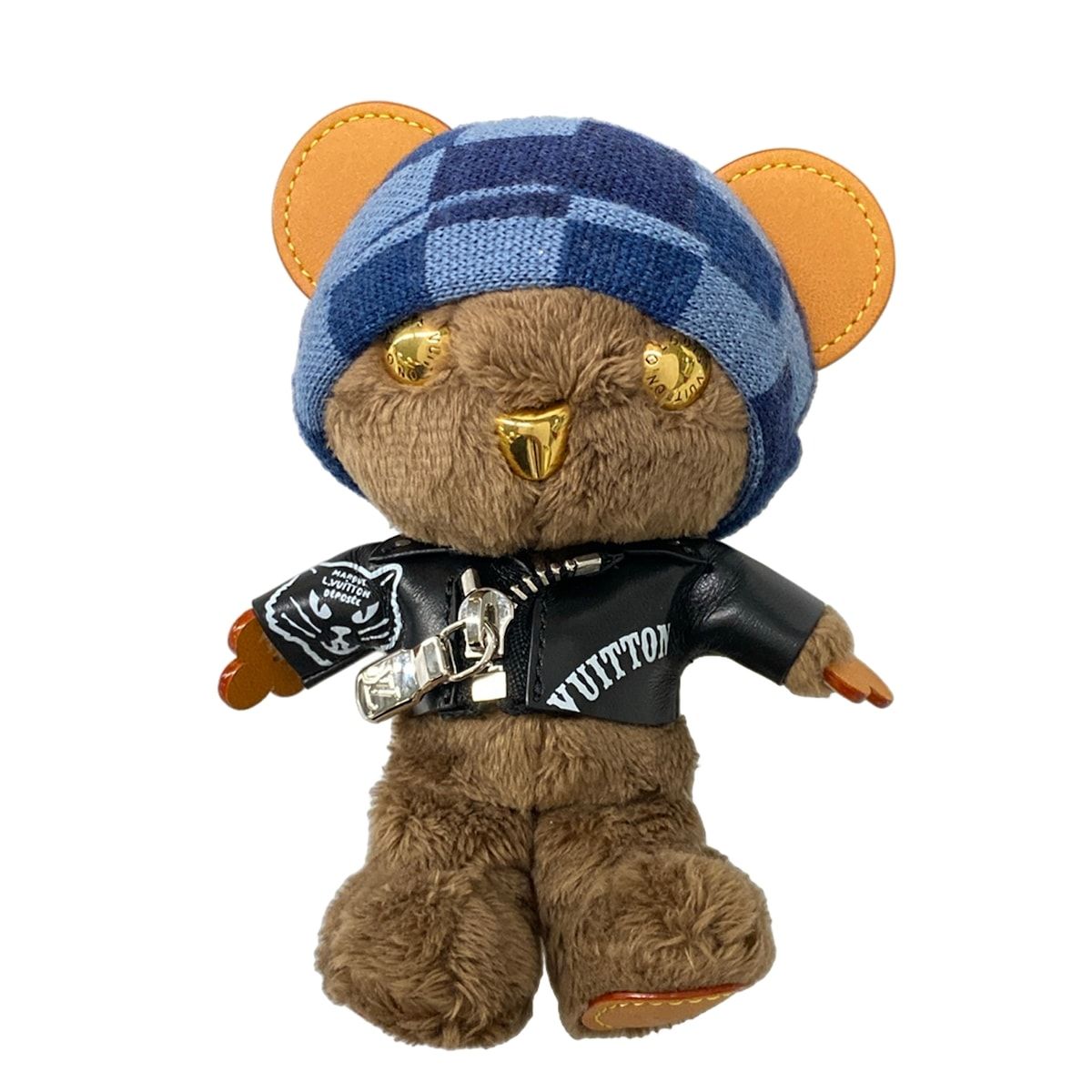 Louis Vuitton Key Holder Bag Charm LV Bear Brown Blue Multi Leather Faux — view 4